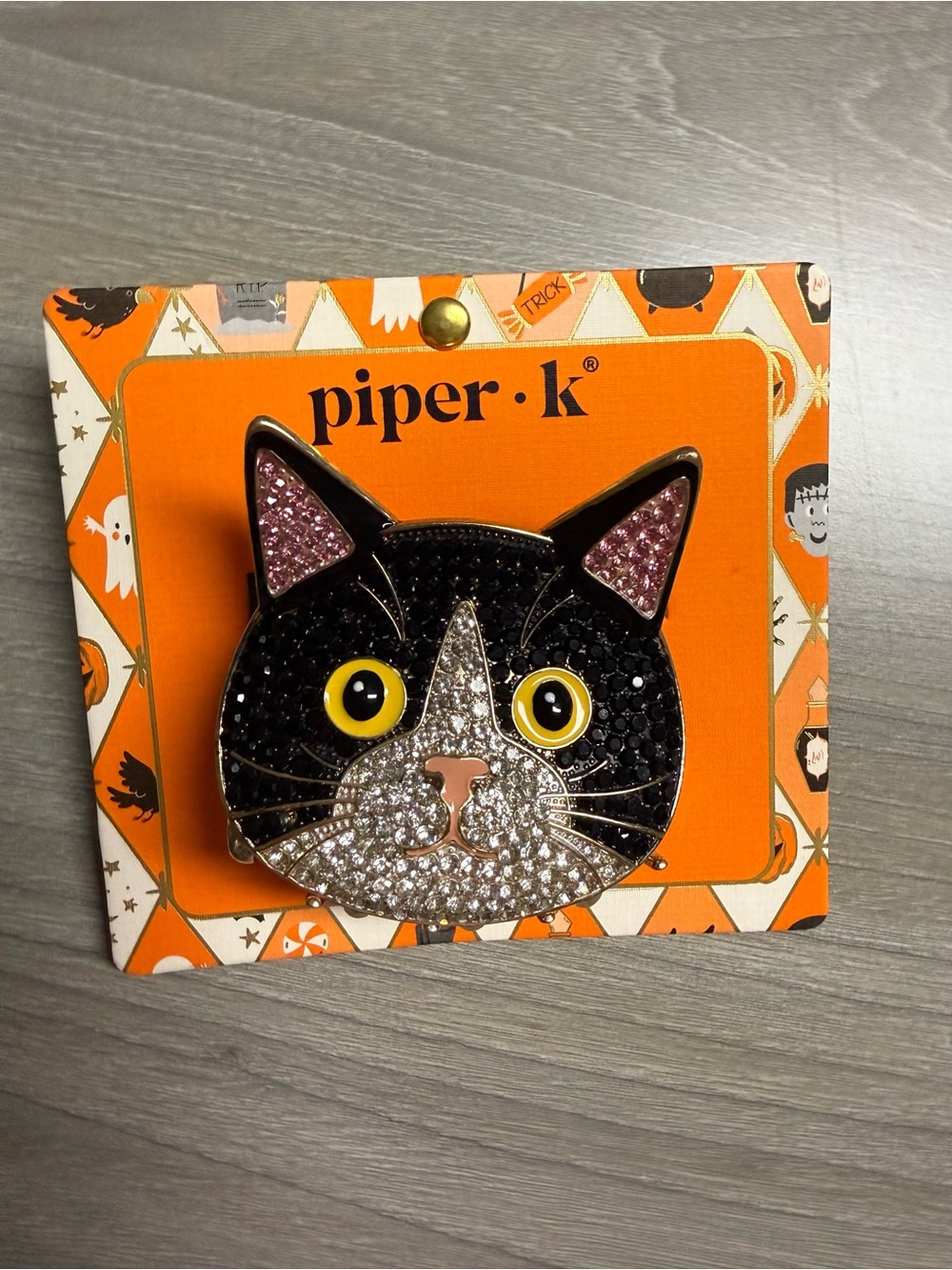 Piper K Black Cat Rhinestone Hair Claw Clip